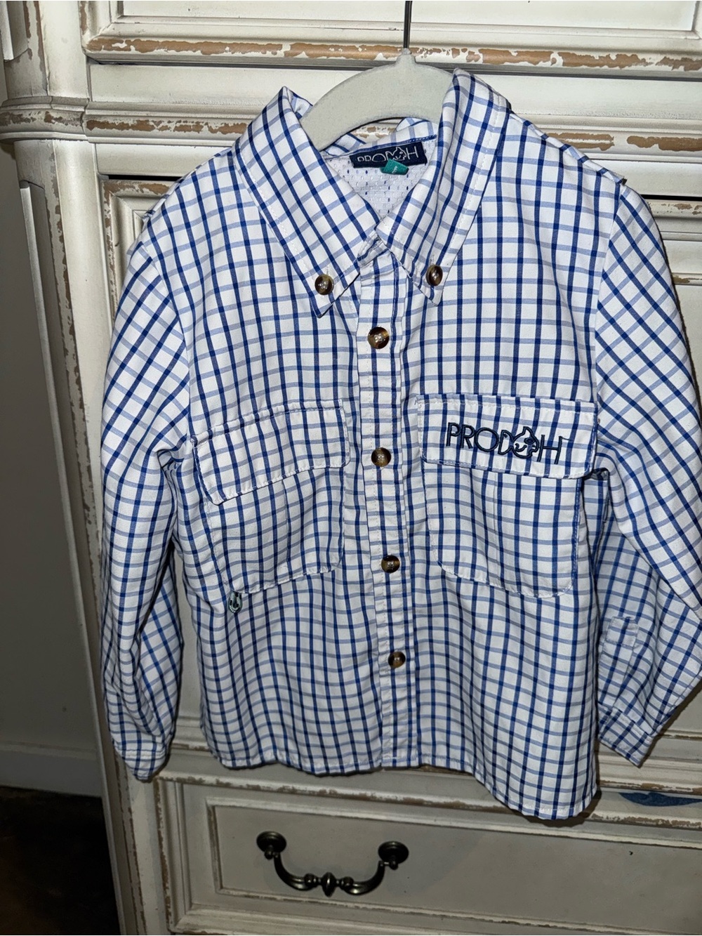 Prodoh Boys' Blue & White Plaid Button-Up Shirt